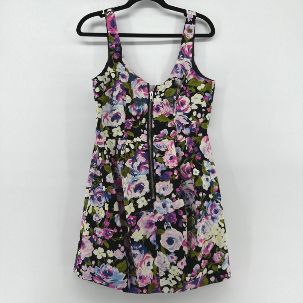 H&M Divided Full Zip-Front Floral Mini Dress Size 10 EUC